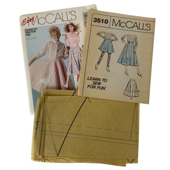 Vintage McCalls 3510 Girls Skirt Optional Applique Easy Sewing Pattern Size 12 - Picture 3 of 3
